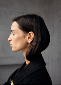 Evolve Ear Cuff on model in Gold and Silver