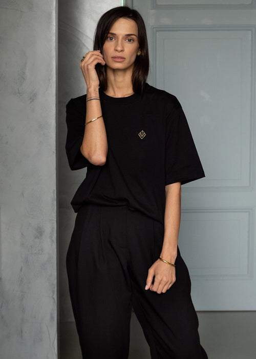 Oversized T-shirt Black Organic Cotton - Unisex - Zwart