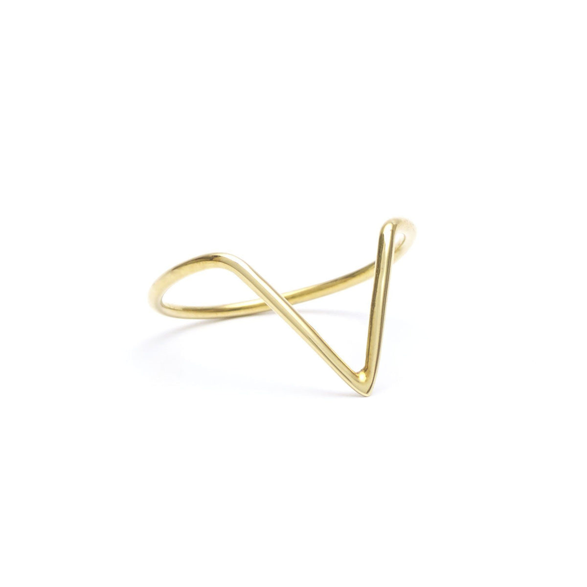 Brass jewelry handmade V ring, minimalist rings in a minimalist jewelry collection.